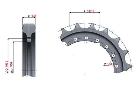 Roda motriz para escavadora Komatsu PC2000