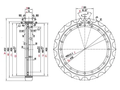 Roda motriz para escavadora Komatsu PC300