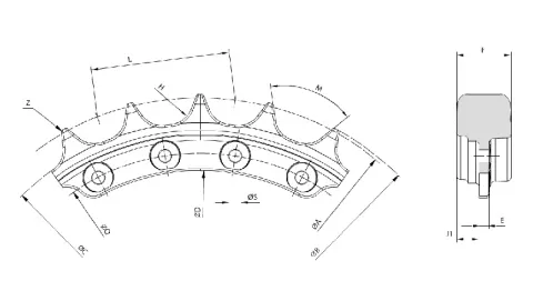 Segmento de roda dentada para trator de esteira Komatsu D65